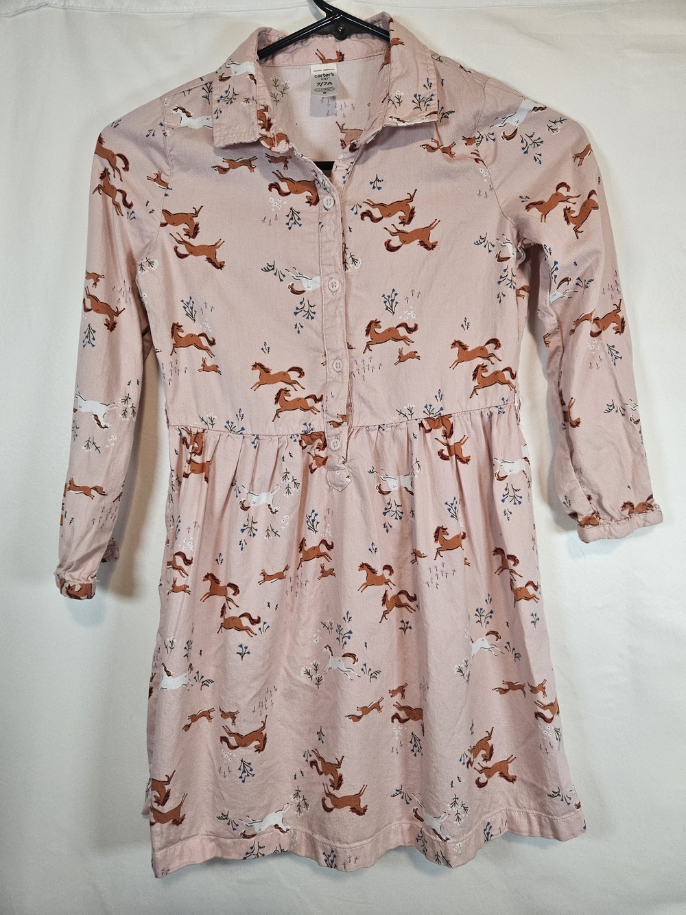 Carter's Pink Horse-Print Button-Front Dress